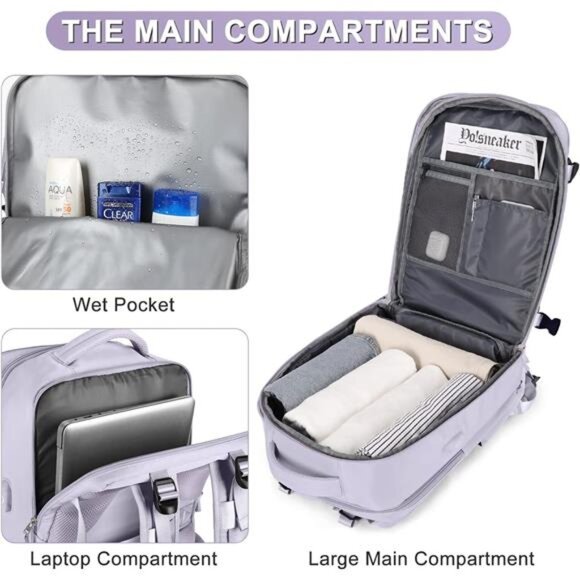 Carry On Backpack Flight Approved Personal Item Travel Backpack For Women - Picture 4 of 7